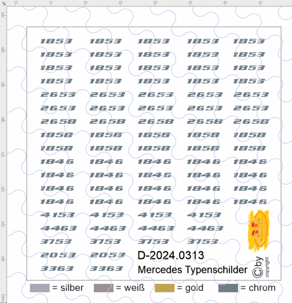 D-2024.0313 - Decalsatz Mercedes Benz Typenschilder 1:87