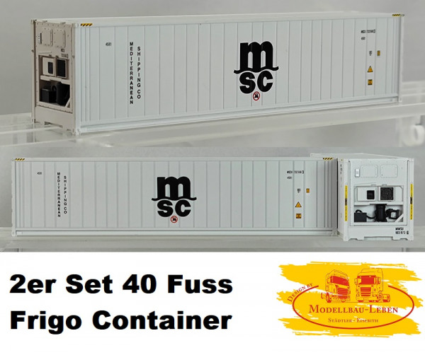 PI12402 2er Set 40" Frigo Container MSC , weiß 1:87