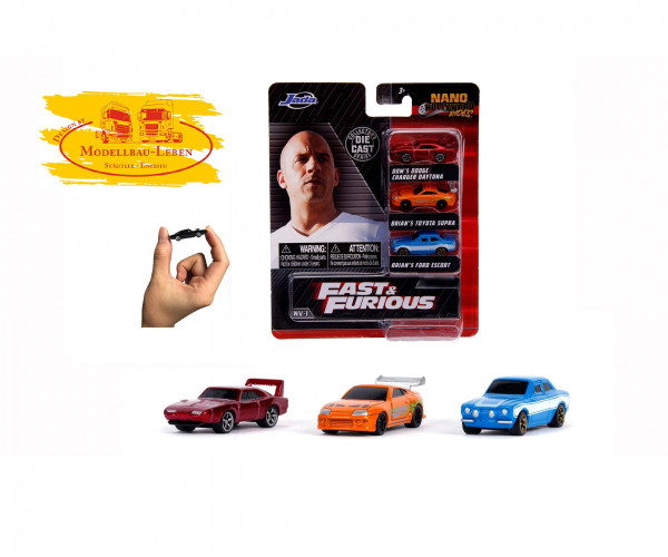 Jada Toys 253201001 - Fast & Furious 3er-Pack Nano Cars NV 3 - 1:87