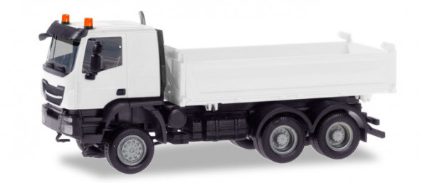 Herpa 013673 MiniKit: Iveco Trakker Meiller Kipper, weiß