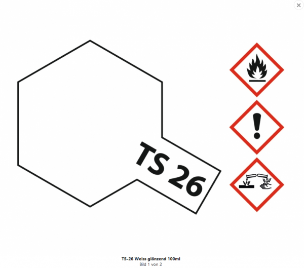 Tamiya 300085026 TS-26 white / Weiss glänzend 100 ml