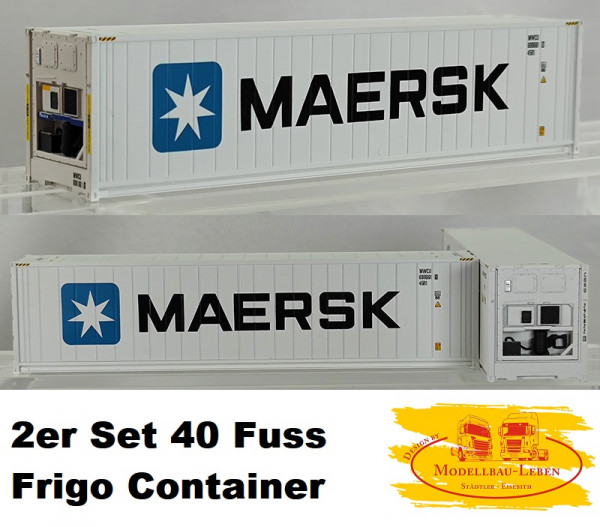 PI12401 2er Set 40" Frigo Container MAERSK , weiß 1:87