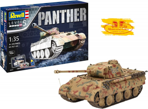 Revell 03273 - Geschenkset Panther AUSF. D Bausatz 1:35 Level 5 mit Farbe und Kleber