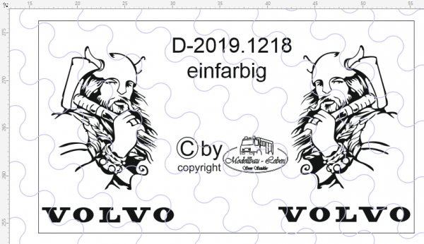 D-2019.1218 - Decalsatz Volvo FH für Fahrhaus Seiten "Wikinge mit Axt " einfarbig - 1 Satz