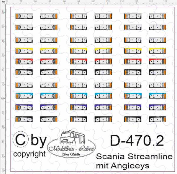 D-0470.2 - Decalsatz Scania Streamline Frontlichter mit Angeleys 30 Paar 1:87