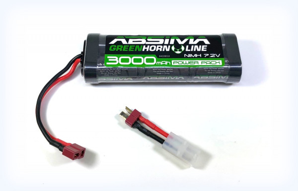 Absima 4100010 Greenhorn NiMH Stick Pack 7.2V 3000 (T-Plug + Tamiya Adapter)