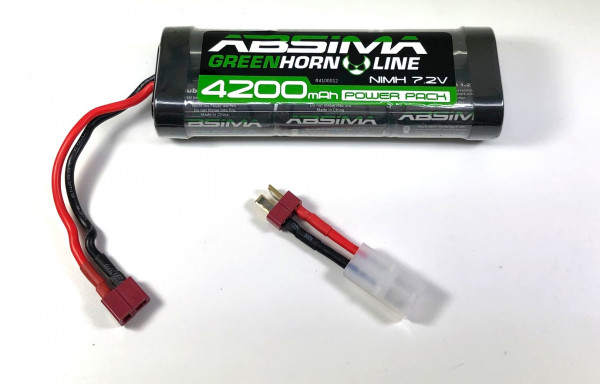 Absima 4100012 Greenhorn NiMH Stick Pack 7.2V 4200 (T-Plug + Tamiya Adapter)