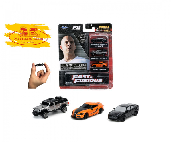 Jada Toys 253201003 - Fast & Furious 3er-Pack Nano Cars Wave 3