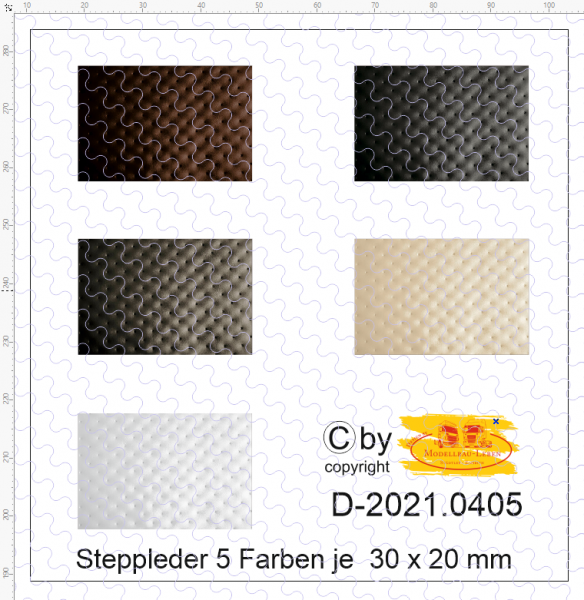 D-2021.0405 Decals gespepptes Leder in 5 verschiedenen Farben 1:87 (30 x 20 mm)