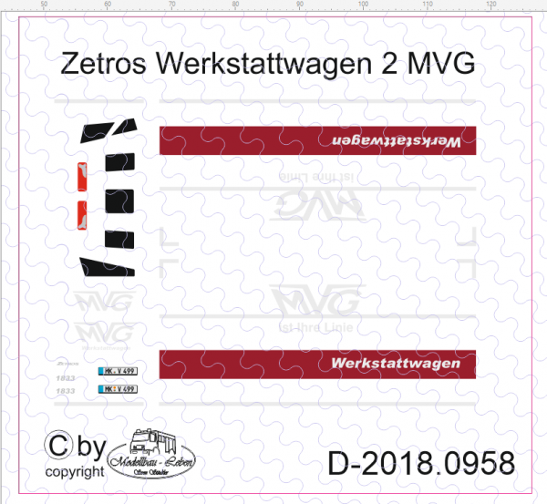D-2018.0958 Zetros Werkstattwagen MVG 2 Decalsatz 1:87
