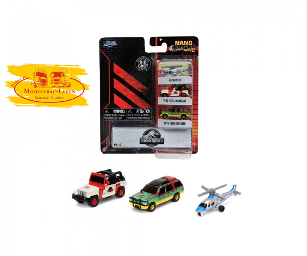 Jada Toys 253251012 - 3-Car Set Nano Cars Jurassic World (2015)