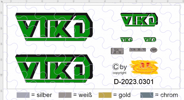 D-2023.0301 Decalsatz Osttalgie Beschriftung für Robur Planen LKW "VTKD" mit Kennzeichen 1:87
