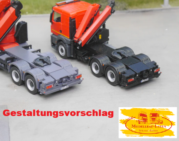 EM105 - 2x Heckabstützung und Sattelplatten Rahmen für Ladekran LKW´s 1:87