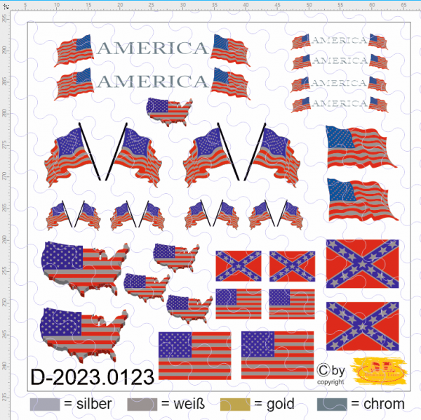 D-2023.0123 Flaggenset America - 1 Satz 1:87