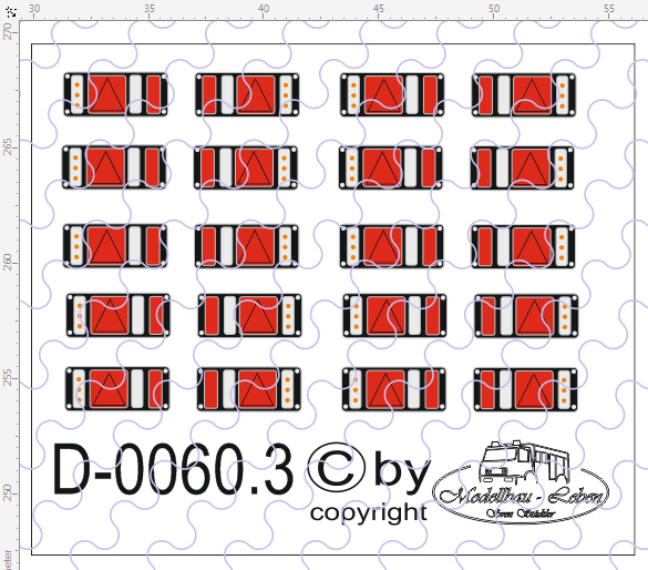 D-0060.3 Rückleuchten LED - Decalsatz 10 Paar 1:87