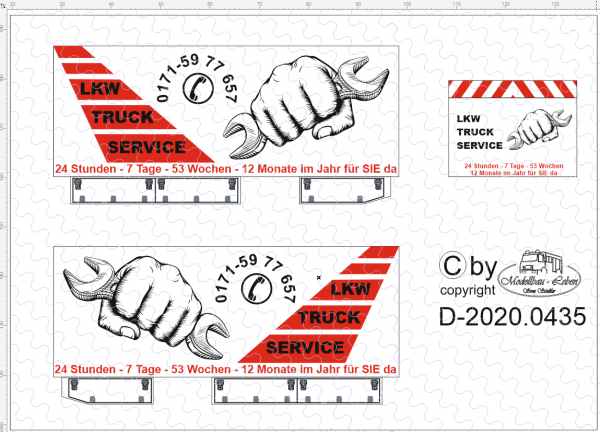 D-2020.0435 - Decalsatz Service Wagen Decor 2 - 1 Satz 1:87
