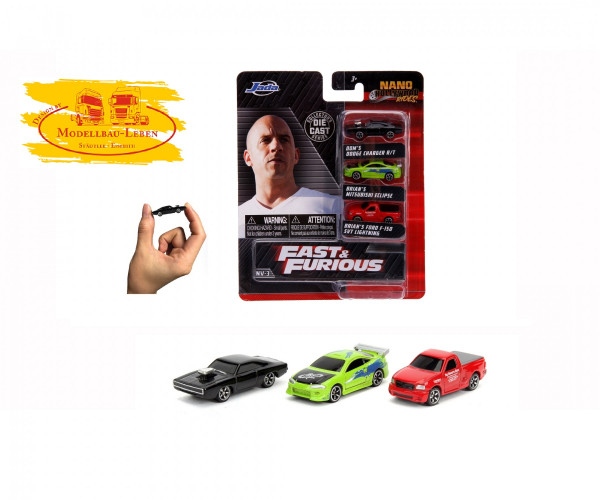 Jada Toys 253201000. - Fast & Furious 3er-Pack Nano Cars NV 1 - 1:87