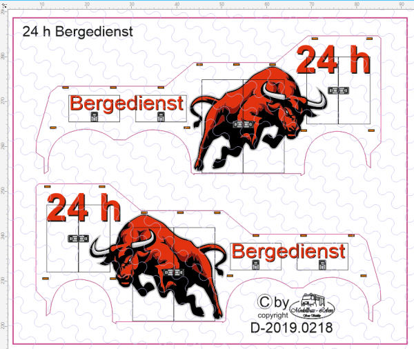 D-2019.0218 - Decalsatz Wrecker Empl Bergefahrzeug Beschriftung Büffel - rot 1:87