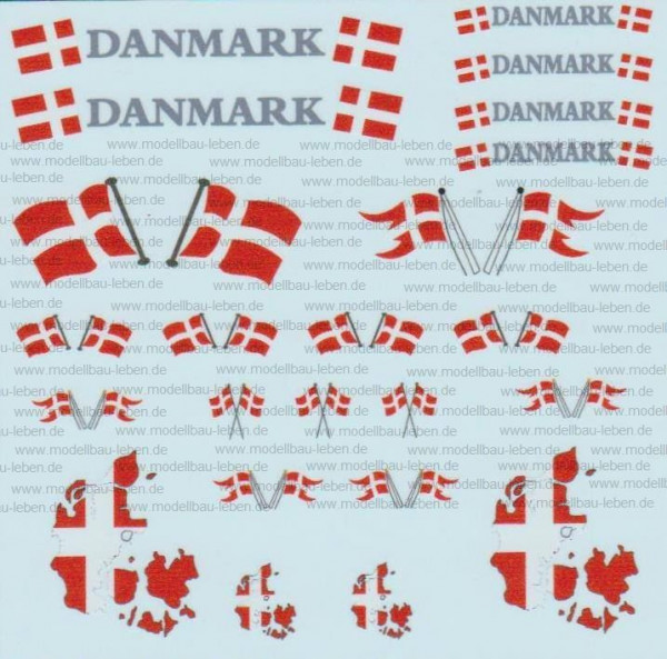 D-0517 Flaggenset Dänemark - 1 Satz 1:87