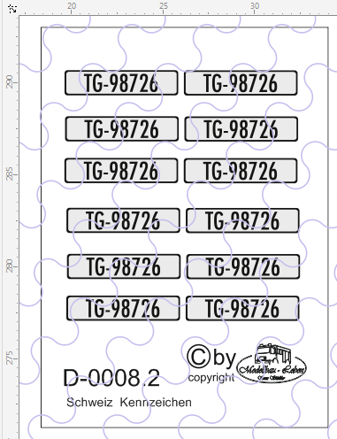 D-0008.2 Kennzeichen Schweiz-Nummernschild 12 Stück - 1:87 Decal
