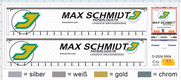 D-2024.0504 - Decalsatz Spedition Bernhard Land Paperliner Max Schmidt - 1 Satz 1:87