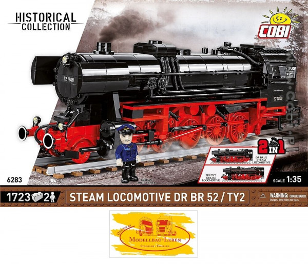 Cobi 6283 Trains Steam Locomotive DRB Class / BR 52 Bausatz 1630 Teile 1 Figur