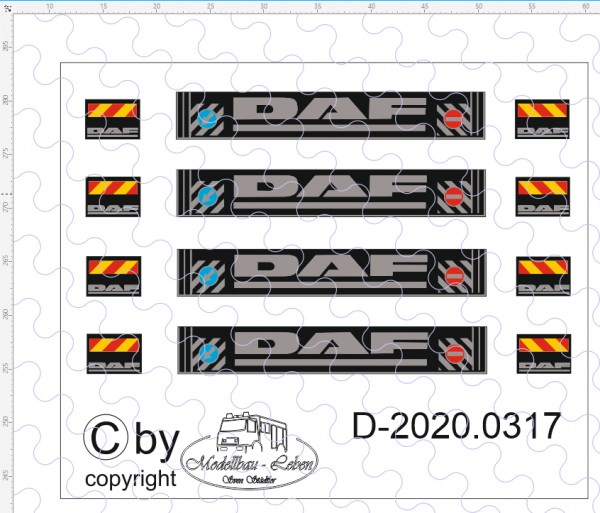 D-2020.0317 - Decalsatz DAF kleine und große Schmutzfänger Streifen Decor - 1:87 - 4 Paar klein 4 St